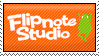 a stamp that says 'Flipnote Studio' with the Sudomemo frog spinning next to it