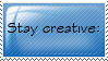 a stamp that says 'Stay creative: Carry a Notebook Everywhere' and displays a character walking with a notebook in hand